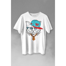 Kendim Seçtim Gözlüklü Kedi Cat Glasses Yo Momy Dolar Baskılı Tişört Unisex T-Shirt