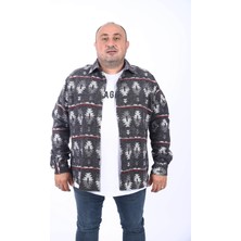 Moc Grande Uzun Kollu Ekose-Kareli Gömlek 9XL Siyah Erkek Günlük Regular Fit