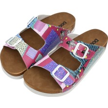 Kadın Vegan Deri Mor Terlik - Patch Fish Tasarım