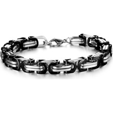 Chavin Kral Model Siyah Gri Çelik Erkek Bileklik az68sy