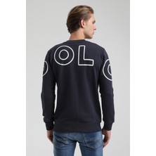 New World Polo Bisiklet Yaka Lacivert Slim Fit Sweatshirt 22FWM60126