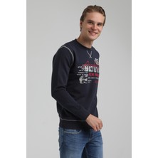 New World Polo Bisiklet Yaka Lacivert Slim Fit Sweatshirt 22FWM60121