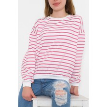 Nille Çizgili Sweat Pembe - 9889.751.