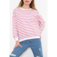 Nille Çizgili Sweat Pembe - 9889.751.