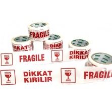 Bant Evi Dikkat Kırılır Fragile Baskılı Koli Bandı 70mmx100m Fragile Bant Geniş Koli Bandı