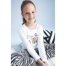DeFacto Kız Çocuk Desenli Uzun Kollu Penye Pijama Takım Y3676A622WN