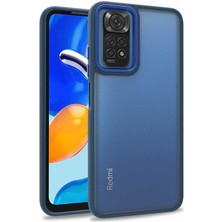 Case Street Casestreet Xiaomi Redmi Note 11 Pro 5g Kılıf Flora Sert Silikon Arkası Cam Şeffaf Lacivert