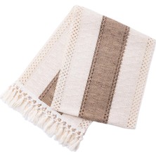B Baosity Ekleme Dantel Makrome Masa Koşucu Doğal Rustik Püsküller Masa Koşucuları 30X330 cm