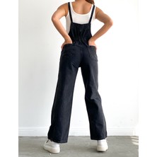 Fav Style Kadın Bol Paça Denim Bahçıvan Tulum Antrasit