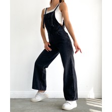 Fav Style Kadın Bol Paça Denim Bahçıvan Tulum Antrasit