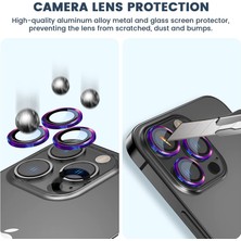 MTK Moveteck Apple iPhone 14 Pro Uyumlu Kamera Lens Koruma Camı 3D 3 Parça Tekli Mor-Vb Renkli