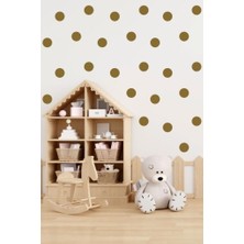 Lizpo Decor Yuvarlak Kesim Puantiye Sticker Gold (7 cm 60 Adet)