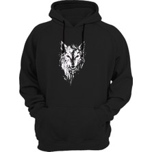Remonz Ormanın Kralları Serisi Beyaz Kurt Basklı Kalın Kapüşonlu Sweatshirt Hoodie