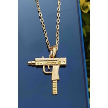 Trend Collection Uzi Başlıklı Gold Renk Erkek Uzi Kolye