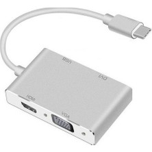 Techmaster Type-C USB C 3.1 HDMI VGA DVI USB Port 3.0 Hub Çoklayıcı Adaptör