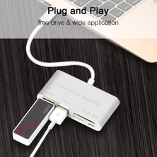 Techmaster Type-C USB C 3.1 Kart Okuyucu 2 USB 3.0 Hub Micro USB Şarj Girişi