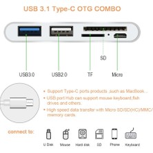 Techmaster Type-C USB C 3.1 Kart Okuyucu 2 USB 3.0 Hub Micro USB Şarj Girişi