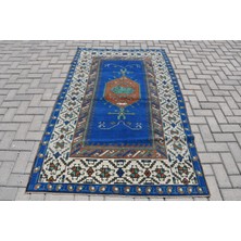 Kayra Export Eskitme Halı, Türk Halısı, Halı, 129 x 209  cm  Mavi Halı, Organik Alan Halı, Bahçe Banyo Halı,  9648
