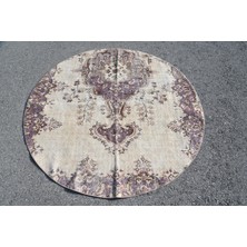 Kayra Export Eskitme Halı, Türk Halısı, Halı, 171 x 171  cm  Mor Halı, El Yapımı Banyo Halı, Bahçe Banyo Halı,  5753