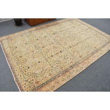 Kayra Export Eskitme Halı, Türk Halısı, Halı, 185 x 270  cm  Sarı Halı, El Yapımı Büyük Halı, Dekoratif Salon Halı,
