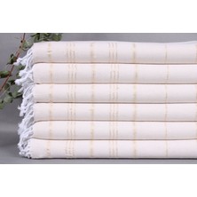 Kayra Export Altın Floşlu El Havlusu, Küçük Havlu, 55 x 90  cm  Keten Peşkir, Kadınlar Için Hediye,
