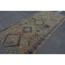 Kayra Export Eskitme Kilim, Türk Kilim, Large Kilim, 162 x 337  cm  Yeşil Kilim, Organik Kilim, Yersı Kilim,  7341