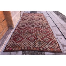 Kayra Export Eskitme Kilim, Türk Kilim, Large Kilim, 167 x 356  cm  Kahverengi Kilim, Ofice Kilim, Oturma Odasısı Kil