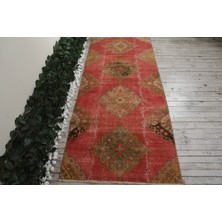Kayra Export Eskitme Halı, Türk Halısı, Halı, 106 x 261  cm  Kırmızı Halı, Yün Banyo Halı, El Dokuma Banyo Halı,  402