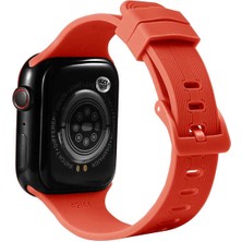 Case 4U Apple Watch Seri 6/SE/5/4 Çizgili Esnek Silikon Kordon 44mm KRD-23 Turuncu