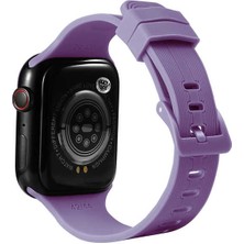 Case 4U Apple Watch Seri 7 Çizgili Esnek Silikon Kordon 41mm KRD-23 Lila