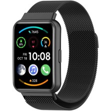 Case 4U Huawei Watch Fit 2 Mıknatıslı Milano Loop Metal Örgü İşlemeli Kordon KRD-01  Siyah