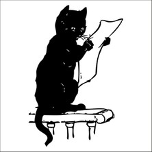 Technopa Okuyan Kedi  Folyo Sticker 40 cm Uzunluk