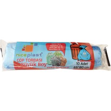 Niceplast Standart Büyük Boy Çöp Torbası Poşeti / 65 x 80 cm / 10 Adetlik 5 Rulo