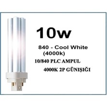 Fujika Tasarruflu 10W 840 2p Pl-C Gün Işığı Sarı Işık Geçme Soketli 2pin Ampul