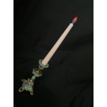 Hasyılmaz Çift Renkli Alevli Şamdan Mumu 20 cm (Pembe)