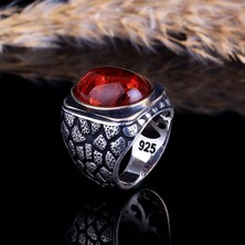 Tesbih Sepetim Kehribar Taşlı Petek Model 925 Ayar Gümüş Yüzük