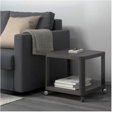 IKEA Tekerlekli Yan Sehpa, Gri Renk 50X50 cm Ev Dekorasyonu Mobilya