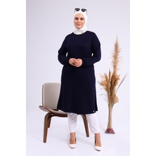 Kadın Büyük Beden İki İplik Penye Uzun Tesettür Tunik