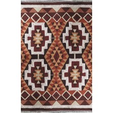 Rugs Modern Rst 4033 Kiremit Renk Çok Renkli Geometrik Etnik Desenli Kilim