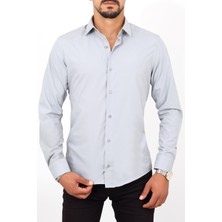 Escardin Slim Fit Açık Gri Renk Erkek Gömlek