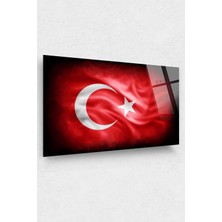 Assos Design Art Kırmızı Türk Bayrağı Cam Tablo Şanlı Al Bayrağımız Göklerde Cam Tablo 29 Ekim Ofis Dekor