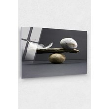 Assos Design Art Tüy ve Taşın Dengesi Cam Tablo Denge Tablo Doğa Tablo Duvar Dekor Büyük Tablo Cam Duvar Tablo