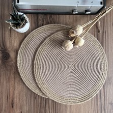 Galo Sütlü Kahve Jüt Amerikan Servis 4'lü Örme Hasır Supla