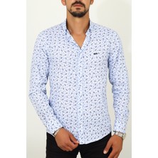 Escardin Slim Fit Yaprak Desenli Beyaz Renk Erkek Gömlek