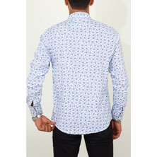 Escardin Slim Fit Yaprak Desenli Beyaz Renk Erkek Gömlek