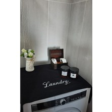 Vegüba Laundry Baskılı Çamaşır Makine Örtüsü Siyah Örtü