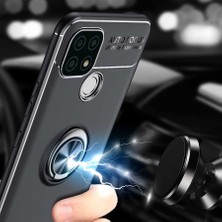 Kip GSM Realme C21 Kılıf Metal Yüzüklü Standlı Yumuşak Ravel Silikon Kapak