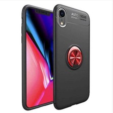 Kip GSM Apple iPhone Xr 6.1 Kılıf Metal Yüzüklü Standlı Yumuşak Ravel Silikon Kapak