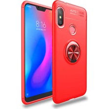 Kip GSM Xiaomi Redmi Note 6 Pro Kılıf Metal Yüzüklü Standlı Yumuşak Ravel Silikon Kapak