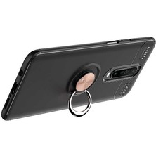 Kip GSM Xiaomi Redmi K30 Kılıf Metal Yüzüklü Standlı Yumuşak Ravel Silikon Kapak